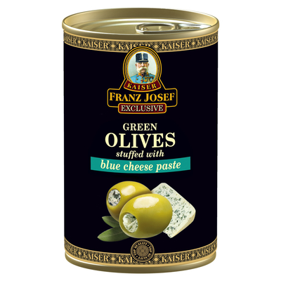 Zelené olivy plněné pastou z modrého sýra 300g 