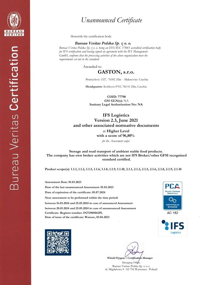 IFS certificate