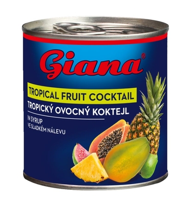 Tropický ovocný koktejl ve sladkém nálevu 