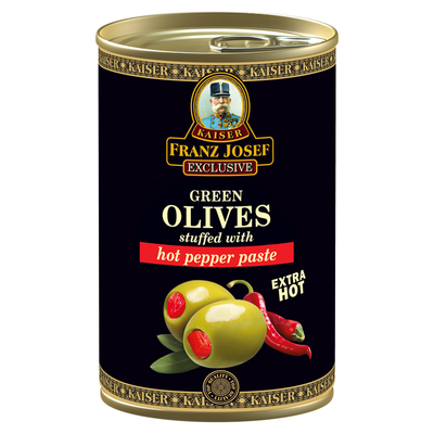 Zelené olivy plněné pálivou paprikovou pastou 300g 