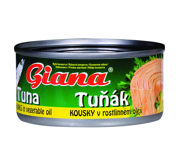 Tuna chunks in vegetable oil and brine 185g Gaston, s.r.o.