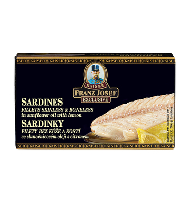 Sardines fillets skinless & boneless in sunflower oil with lemon 90g
