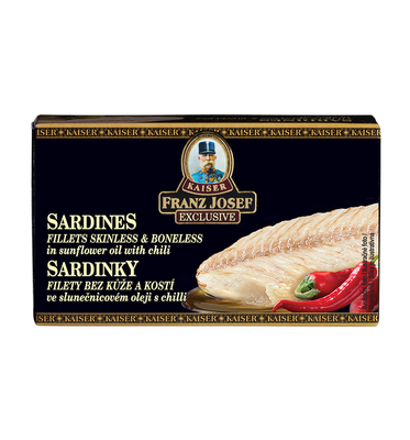 Sardines fillets skinless & boneless in sunflower oil with chili 90g