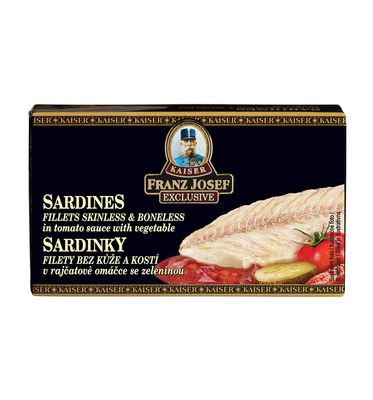 Sardines fillets skinless & boneless in tomato sauce with veg 90g