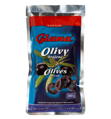 Black pitted olives cuts 180g